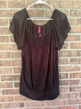 Pure Energy Black Short-Sleeve Scoop Neck Tunic